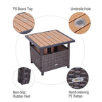 Table d'appoint d'extérieur en rotin Outsunny avec insert pour parasol