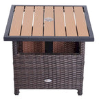 Table d'appoint d'extérieur en rotin Outsunny avec insert pour parasol