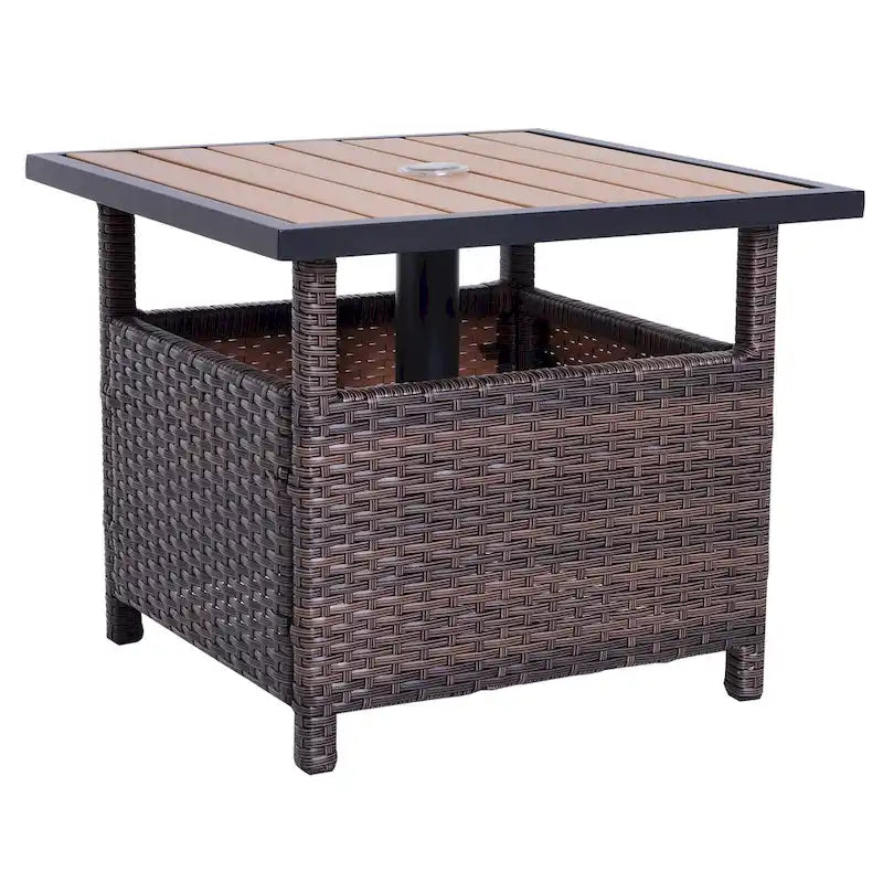 Table d'appoint d'extérieur en rotin Outsunny avec insert pour parasol