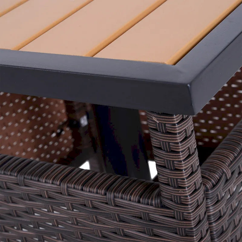 Table d'appoint d'extérieur en rotin Outsunny avec insert pour parasol