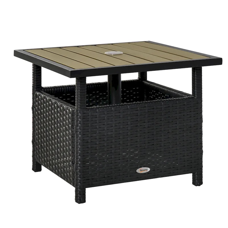 Table d'appoint d'extérieur en rotin Outsunny avec insert pour parasol