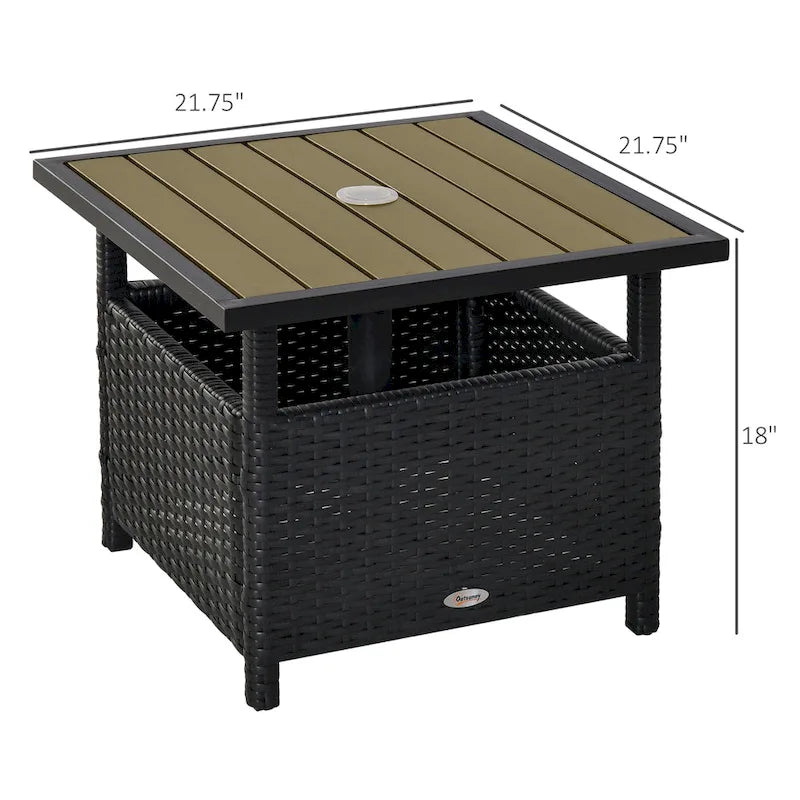 Table d'appoint d'extérieur en rotin Outsunny avec insert pour parasol