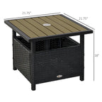 Table d'appoint d'extérieur en rotin Outsunny avec insert pour parasol