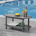 Hausfame Table de patio à 2 niveaux - Table basse d'extérieur pour balcon Adirondack - Table de terrasse en HDPE pour jardin et piscine