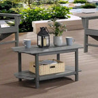 Hausfame Table de patio à 2 niveaux - Table basse d'extérieur pour balcon Adirondack - Table de terrasse en HDPE pour jardin et piscine