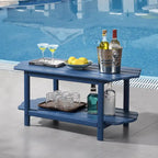 Hausfame Table de patio à 2 niveaux - Table basse d'extérieur pour balcon Adirondack - Table de terrasse en HDPE pour jardin et piscine