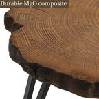 Table basse d'extérieur COSIEST en similicuir et fausse tranche d'arbre