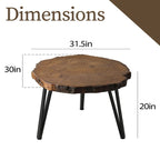 Table basse d'extérieur COSIEST en similicuir et fausse tranche d'arbre