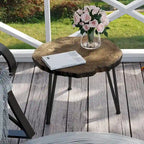 Table basse d'extérieur COSIEST en similicuir et fausse tranche d'arbre