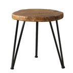 Table basse d'extérieur COSIEST en similicuir et fausse tranche d'arbre