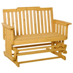 Balançoire de jardin Outsunny pour 2 personnes avec séchage rapide et accoudoirs larges, causeuse berçante en bois pour cour arrière