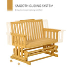 Balançoire de jardin Outsunny pour 2 personnes avec séchage rapide et accoudoirs larges, causeuse berçante en bois pour cour arrière
