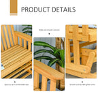 Balançoire de jardin Outsunny pour 2 personnes avec séchage rapide et accoudoirs larges, causeuse berçante en bois pour cour arrière