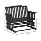 Balançoire de jardin Outsunny pour 2 personnes avec séchage rapide et accoudoirs larges, causeuse berçante en bois pour cour arrière