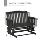 Balançoire de jardin Outsunny pour 2 personnes avec séchage rapide et accoudoirs larges, causeuse berçante en bois pour cour arrière