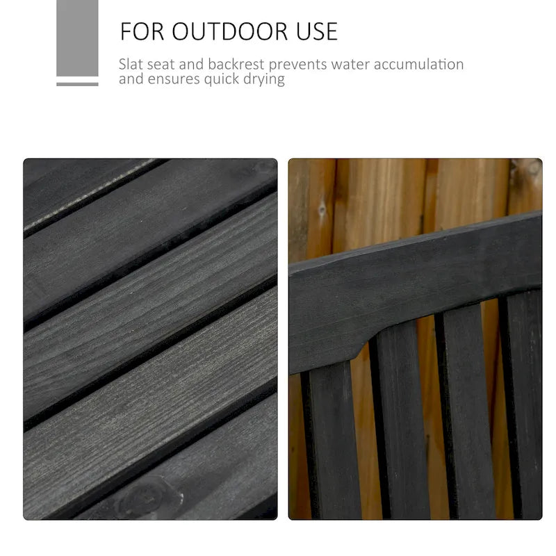 Balançoire de jardin Outsunny pour 2 personnes avec séchage rapide et accoudoirs larges, causeuse berçante en bois pour cour arrière