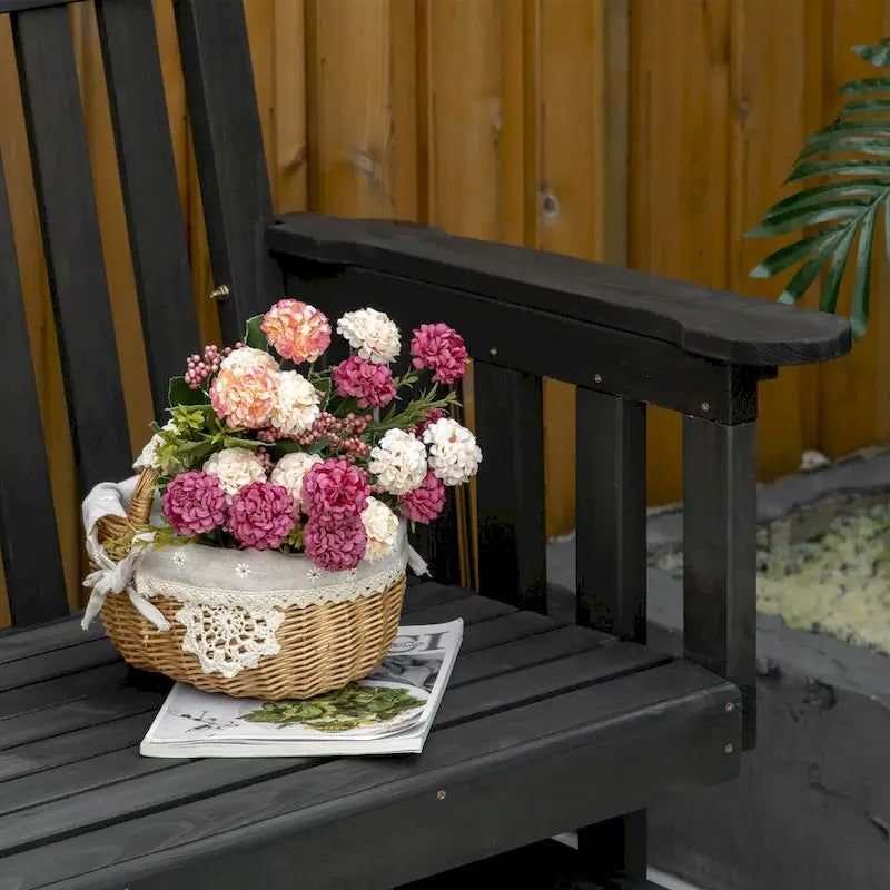 Balançoire de jardin Outsunny pour 2 personnes avec séchage rapide et accoudoirs larges, causeuse berçante en bois pour cour arrière