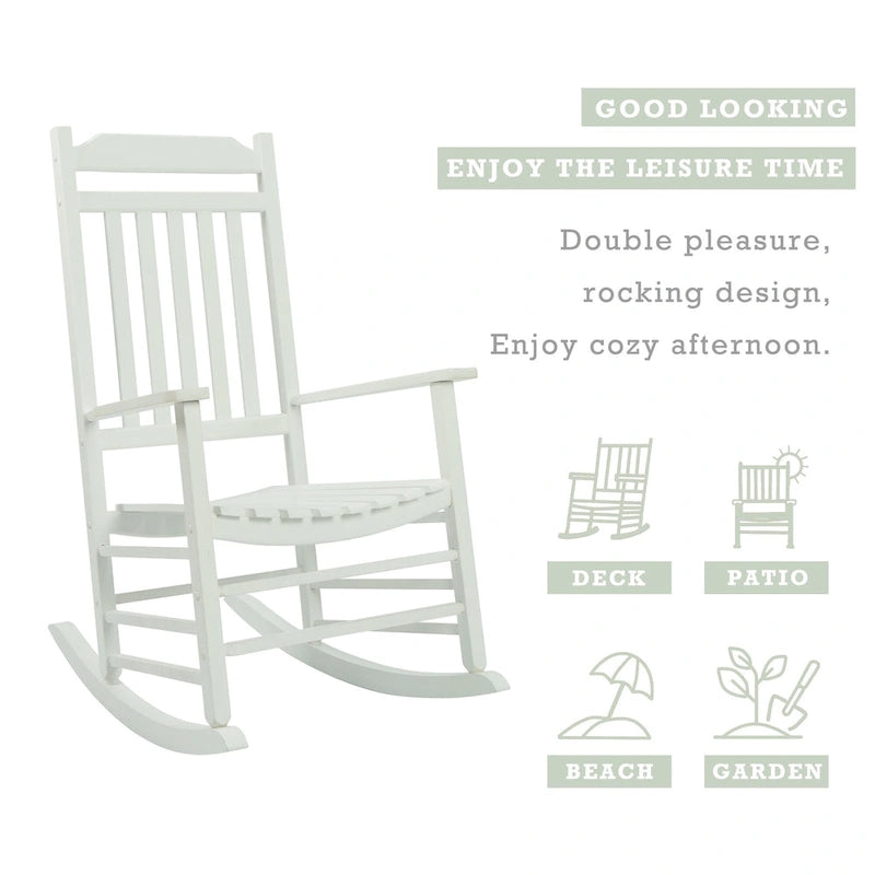 Chaise à bascule de véranda en bois massif Kozyard High Back Slat