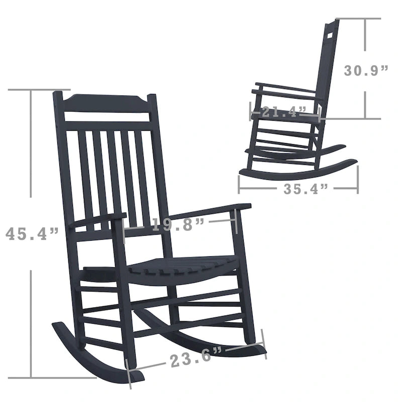 Chaise à bascule de véranda en bois massif Kozyard High Back Slat