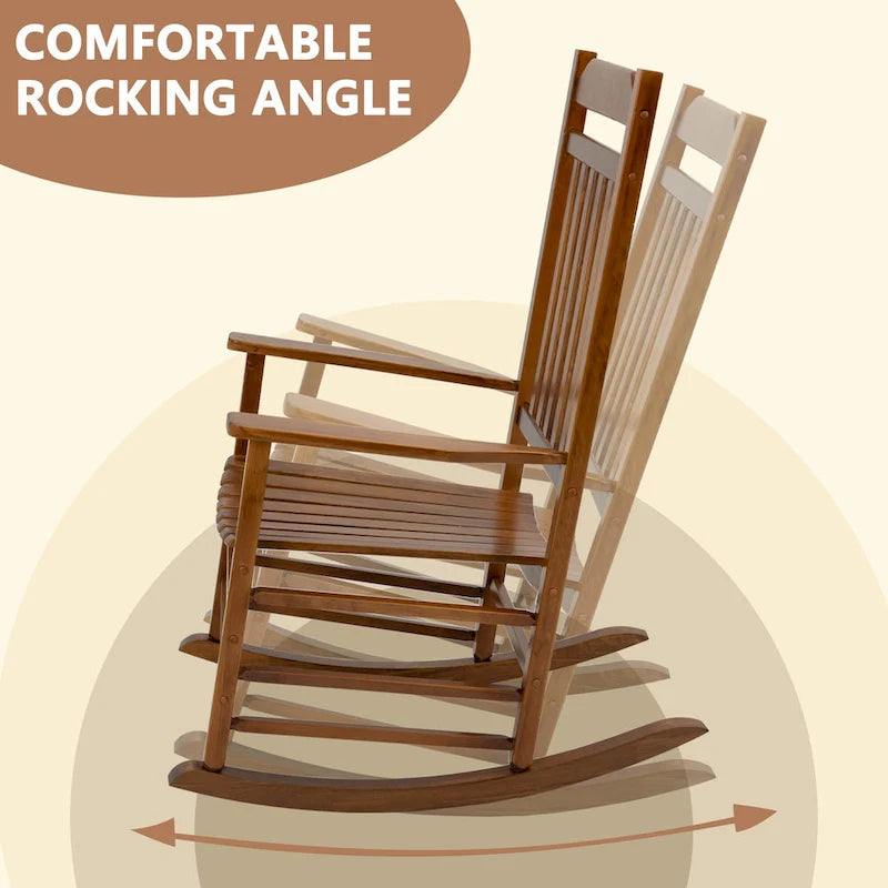 Chaise à bascule de véranda en bois massif Kozyard High Back Slat