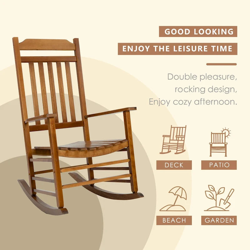 Chaise à bascule de véranda en bois massif Kozyard High Back Slat