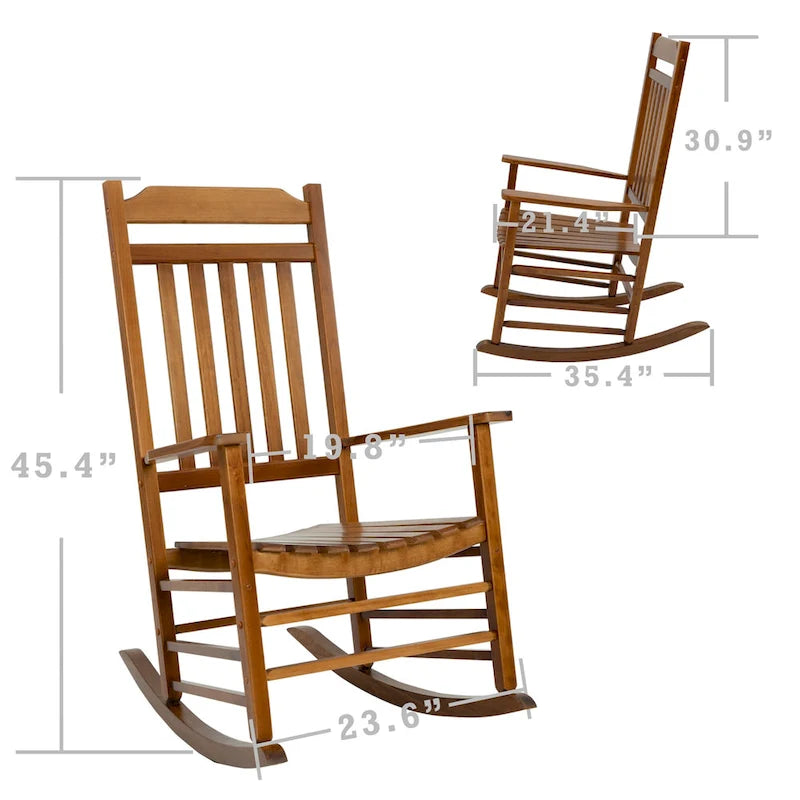 Chaise à bascule de véranda en bois massif Kozyard High Back Slat