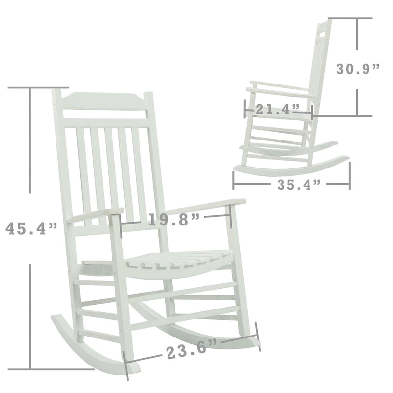 Chaise à bascule de véranda en bois massif Kozyard High Back Slat