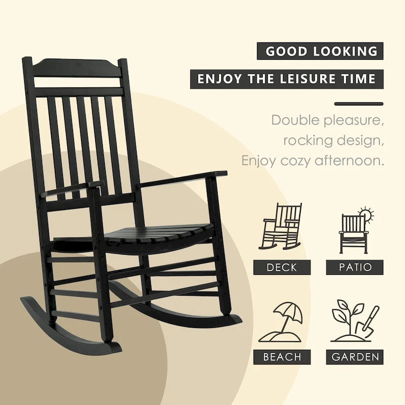 Chaise à bascule de véranda en bois massif Kozyard High Back Slat