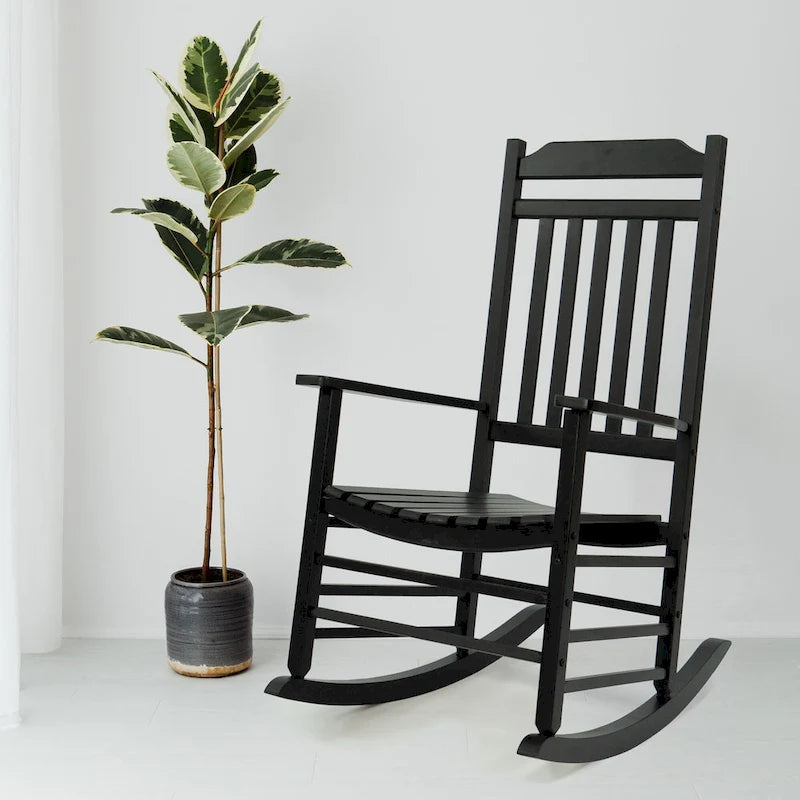 Chaise à bascule de véranda en bois massif Kozyard High Back Slat
