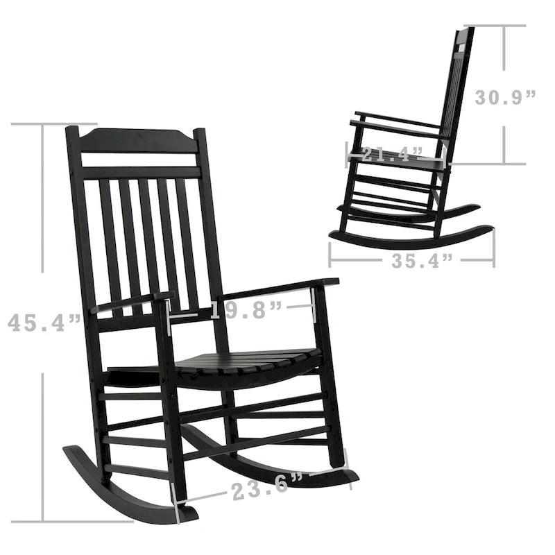 Chaise à bascule de véranda en bois massif Kozyard High Back Slat