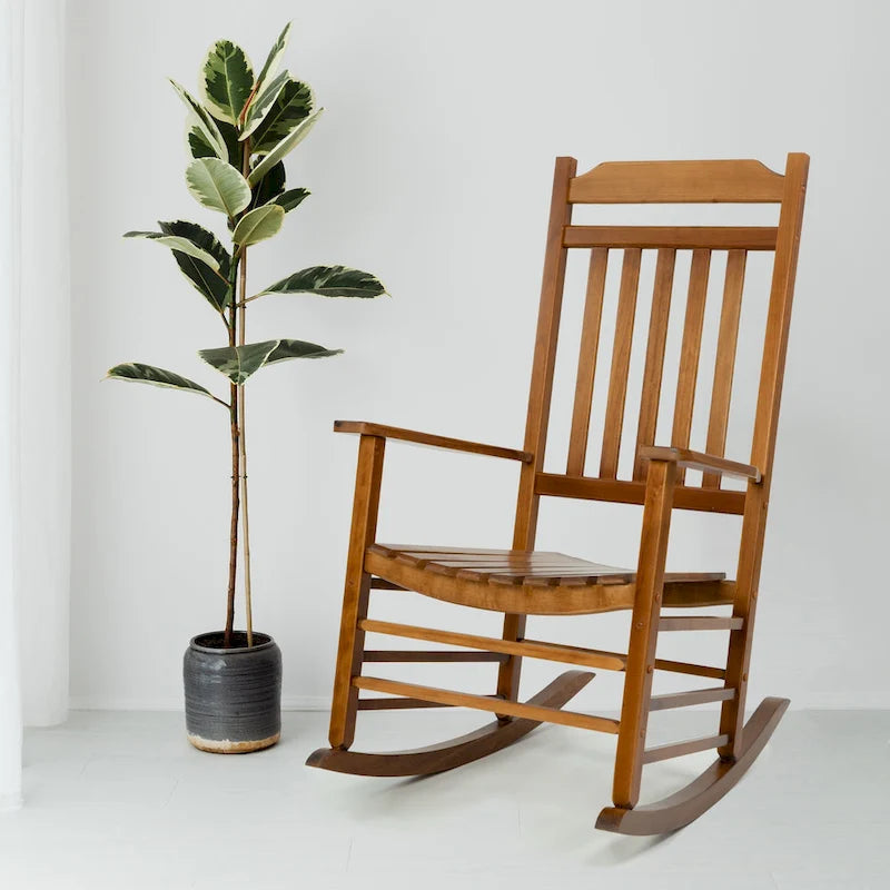Chaise à bascule de véranda en bois massif Kozyard High Back Slat