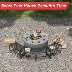 Curved Fire Pit Bench Set of 4,Metal Outside Bench Fire Pit Seating