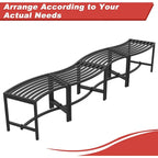 Banc de Foyer Courbé, Ensemble de 4, Banc Extérieur en Métal pour Foyer