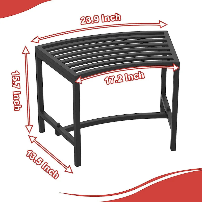 Banc de Foyer Courbé, Ensemble de 4, Banc Extérieur en Métal pour Foyer