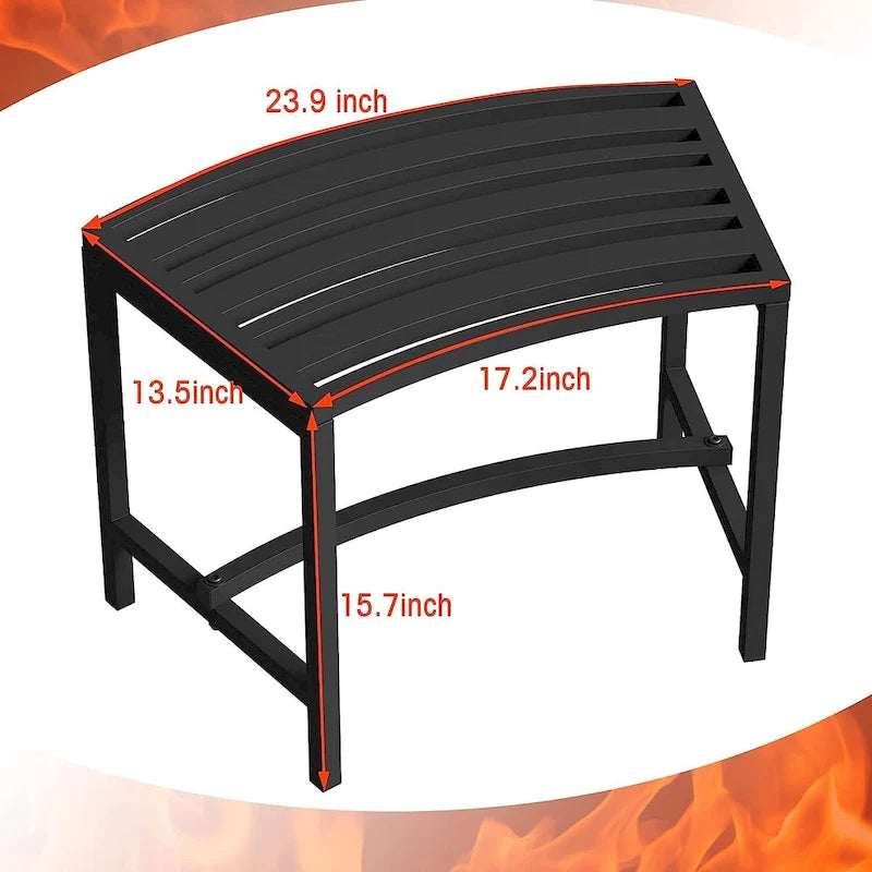 Banc de Foyer Courbé, Ensemble de 4, Banc Extérieur en Métal pour Foyer