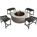 Banc de Foyer Courbé, Ensemble de 4, Banc Extérieur en Métal pour Foyer