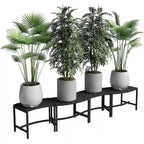Banc de Foyer Courbé, Ensemble de 4, Banc Extérieur en Métal pour Foyer