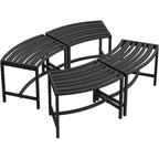 Banc de Foyer Courbé, Ensemble de 4, Banc Extérieur en Métal pour Foyer
