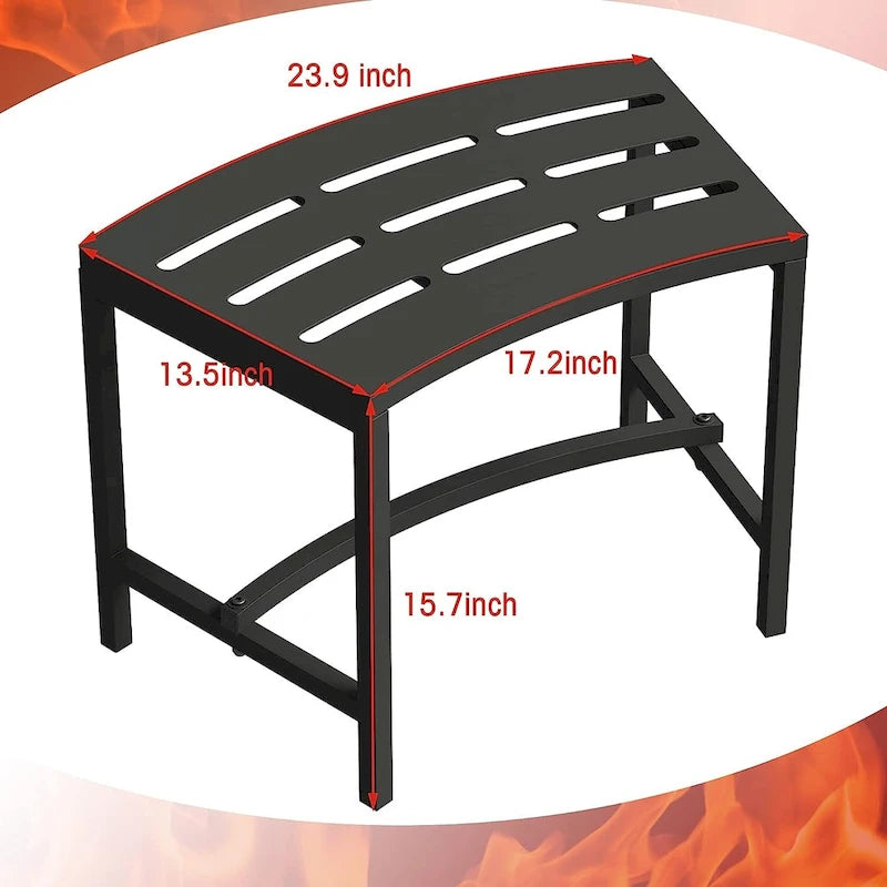 Banc de Foyer Courbé, Ensemble de 4, Banc Extérieur en Métal pour Foyer