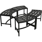 Banc de Foyer Courbé, Ensemble de 4, Banc Extérieur en Métal pour Foyer