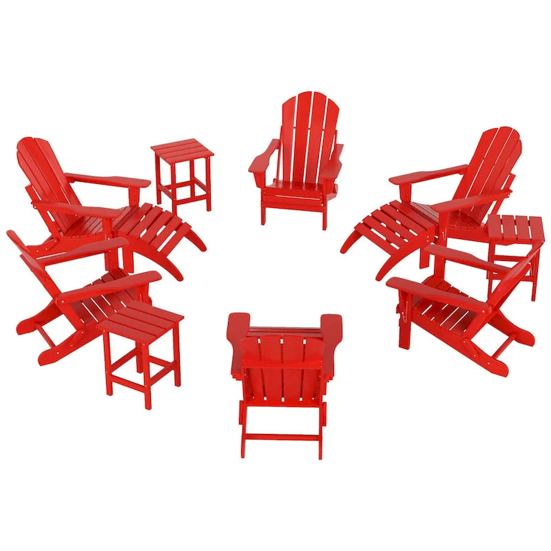 Ensemble de conversation de chaises pliantes d'extérieur Polytrends Laguna en HDPE toutes saisons pour patio (ensemble de 12 pièces)