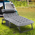Lit de camp pliant portable avec matelas et oreiller double face - 75