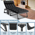 Lit de camp pliant portable avec matelas et oreiller double face - 75