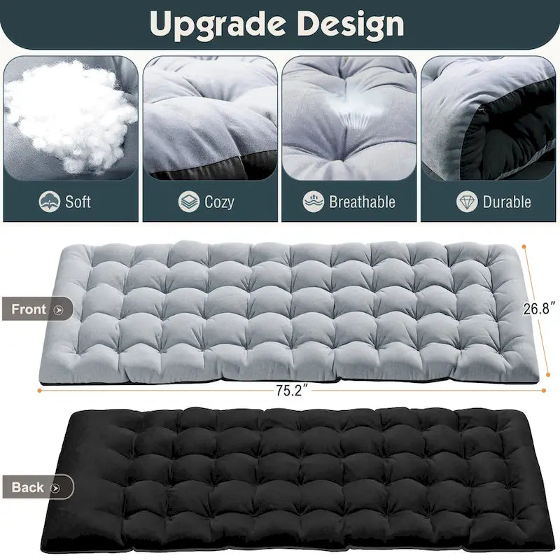 Lit de camp pliant portable avec matelas et oreiller double face - 75