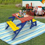 Outdoor Wood Multi-Functional Armchair with Table and Benches