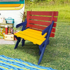 Fauteuil d'extérieur multi-fonctionnel en bois avec table et bancs