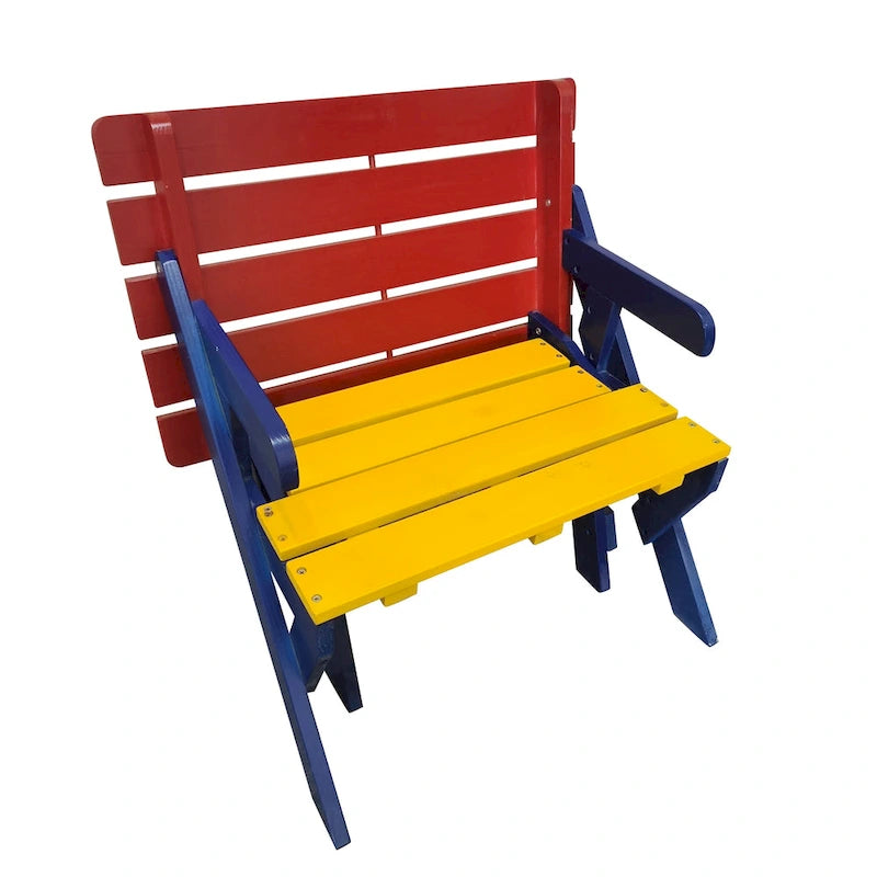 Fauteuil d'extérieur multi-fonctionnel en bois avec table et bancs
