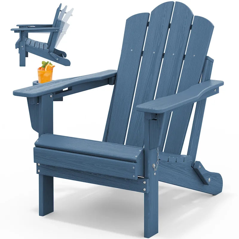 Chaise Adirondack pliante réglable en PEHD pour l'extérieur/l'intérieur