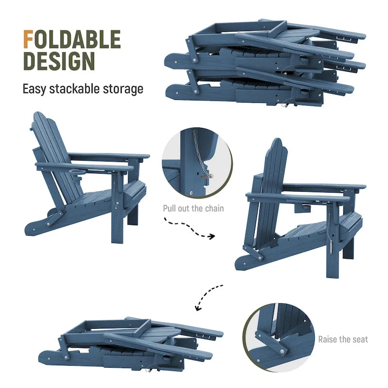 Chaise Adirondack pliante réglable en PEHD pour l'extérieur/l'intérieur