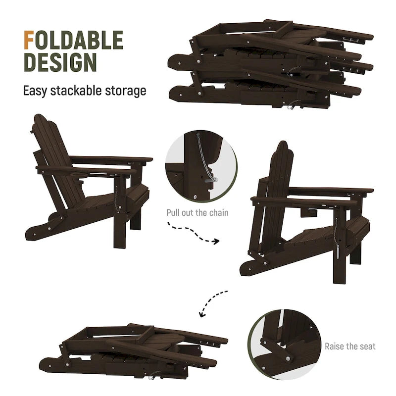 Chaise Adirondack pliante réglable en PEHD pour l'extérieur/l'intérieur